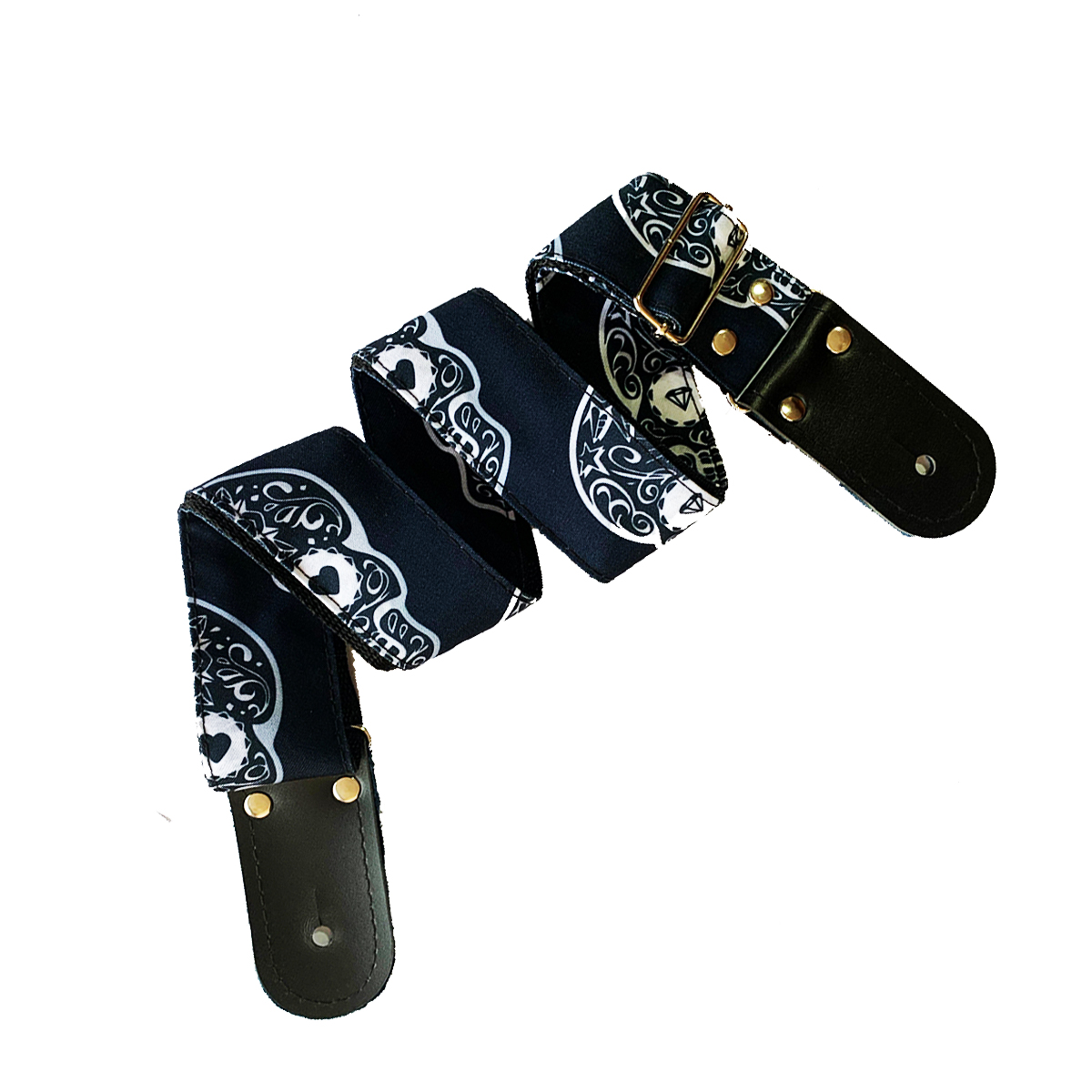 Strap Guitarra/Bajo Calaveras Blanco y Negro