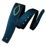 Strap Guitarra/Bajo Gamuza Azul Petróleo Bordado Cristiano