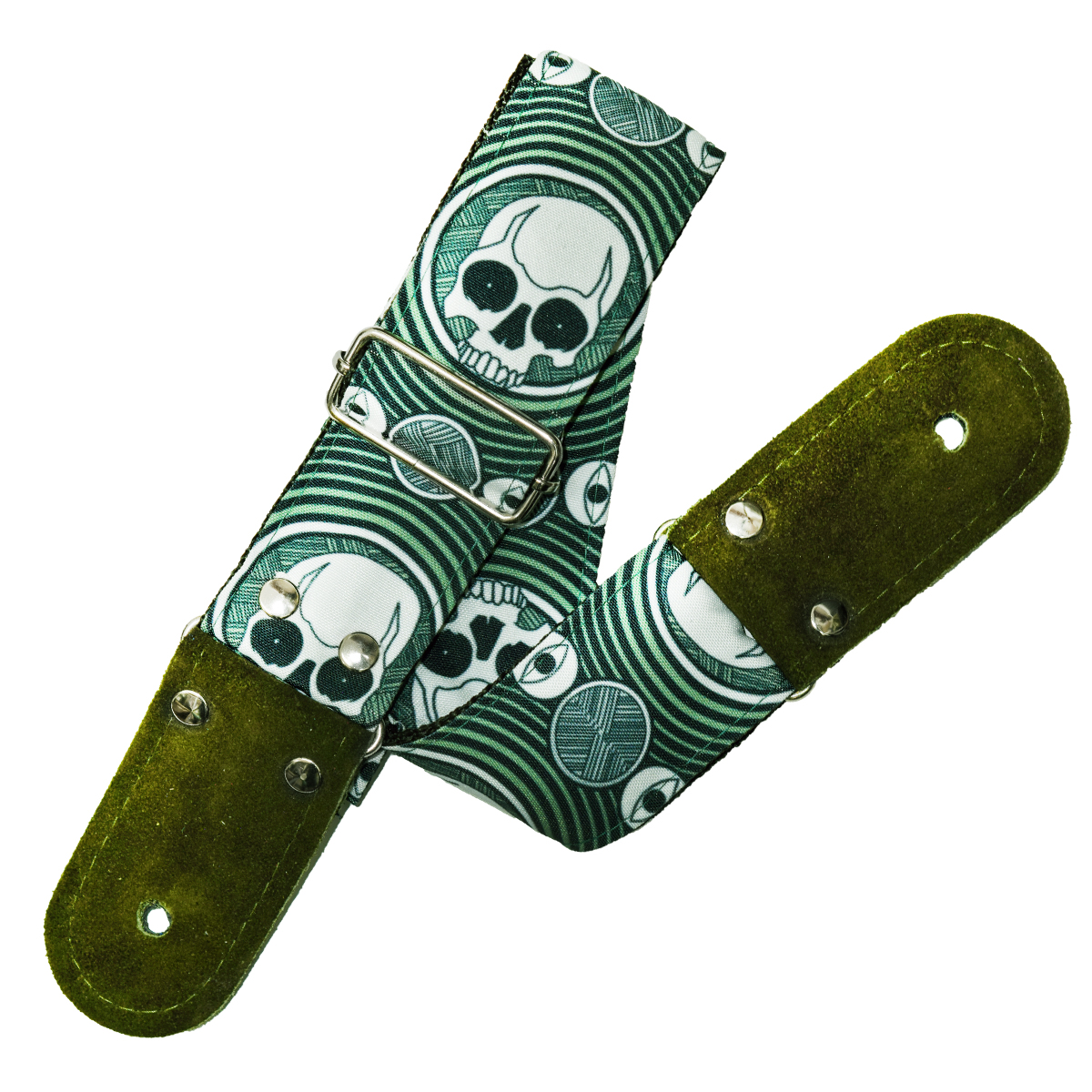 Strap Guitarra/Bajo Audio Calaveras Verde